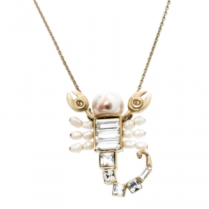 Pre Owned Dior Gold Tone Crystal Christian Me Zodiac Scorpion Pendant Necklace