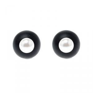 Pre Owned Dior Mise En Tribales Black Resin Faux Pearl Stud Earrings