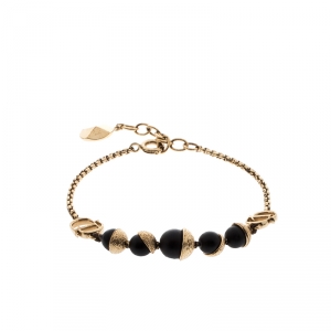 Dior Miss En Dior Black Bead Gold Tone Bracelet