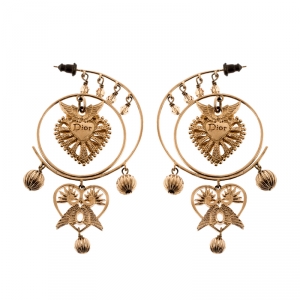 مملوكة مسبقًا أقراط ديور قلب بنقوش فيليغر ذهبي