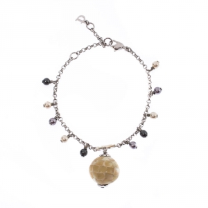 Dior Mother of Pearl Silver Tone D Charm Bracelet