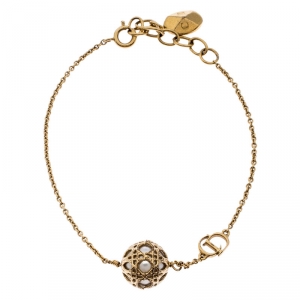 Dior Secret Cannage Faux Pearl Gold Tone Bracelet