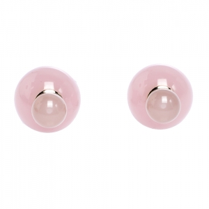 Pre Owned Dior Tribales Pink Resin Gold Tone Stud Earrings