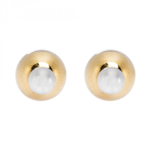 Pre Owned Dior Tribales Two Tone Stud Earrings