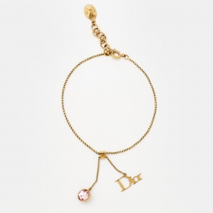 Dior Crystal Logo Gold Tone Bracelet