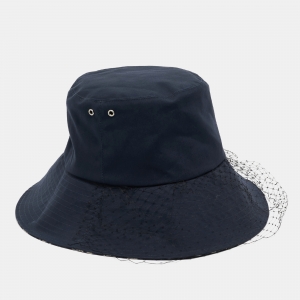 Dior Navy Blue Teddy-D Veil Trimmed Bucket Hat Size 57