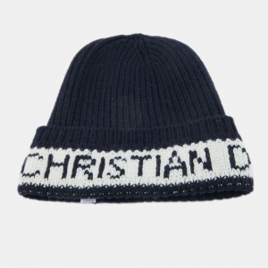 Dior Navy Blue Logo Wool & Cashmere Knit Beanie