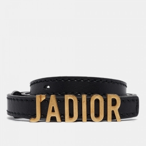 مملوكة مسبقًا Dior Black Leather J'Adior Waist Belt 85CM