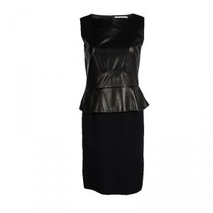 Dior Black Leather Peplum Sleeveless Dress M