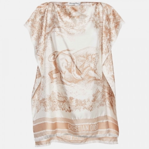 Dior Beige Printed Silk Poncho 
