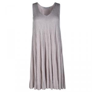 Dior Metallic Blush Pink Lurex Knit Sleeveless A-Line Dress S