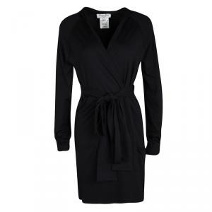 Dior Black Embroidered Hooded Wrap Long Jacket M