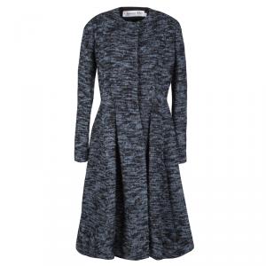 Dior Blue and Black Textured Coat Dress M