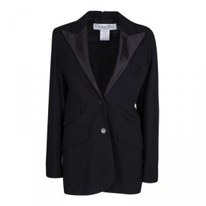 Dior Black Silk Lapel Detail Tailored Blazer S