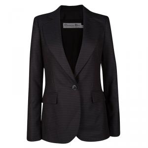 Dior Black and Blue Striped Wool Tailored Blazer S