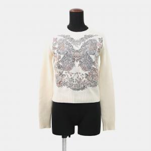 مملوكة مسبقًا كنزة ديور باترفلاي أروند ذا وورلد محبوكة مقاس 34 عاجي/متعدد الألوان