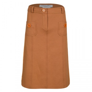 Dior Burnt Orange Velvet Panel Detail Skirt M
