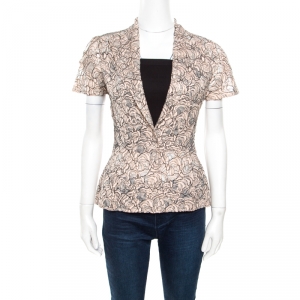 Christian Dior Rose Pink Floral Lace Peplum Blazer M