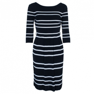Dior Monochrome Striped Flare Dress L