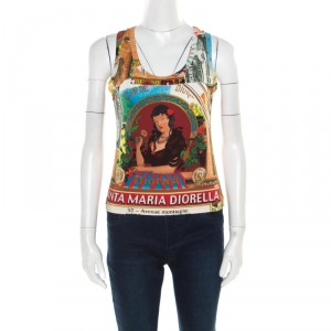 Christian Dior Multicolor Printed Cotton Jersey Tank Top L