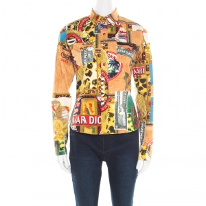 Christian Dior Multicolor Print Cotton Button Front Shirt M