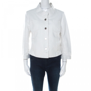 Dior Boutique White Cropped Denim Jacket L 