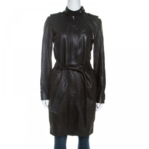Dior Black Lambskin Belted Long Coat S
