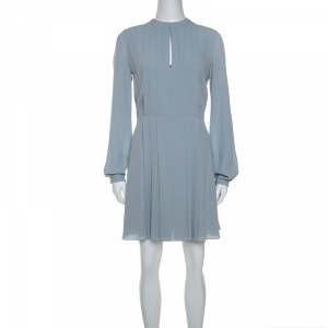 Dior Pearl Grey Silk Crepe Pleated Dress S