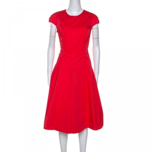 Christian Dior Coral Pink Stretch Cotton Midi Dress L