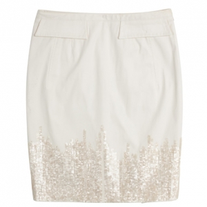 Dior Cream Sequin Embellished Skirt M