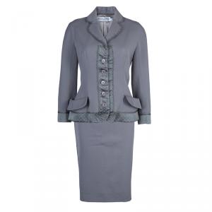 Dior Grey Wool Skirt Suit M