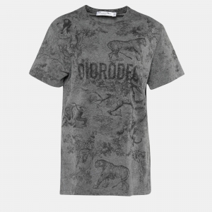 Dior Grey Jungle Print Jersey Diorodeo T-Shirt L