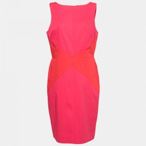Dior Pink & Orange Paneled Cotton Sleeveless Midi Dress M