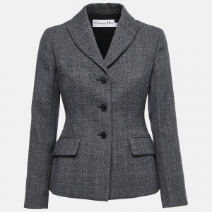 Christian Dior Grey Textured Wool Bar Jacket S