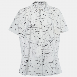 Christian Dior White Constellation Printed Cotton Tunic Top S