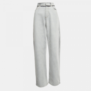 Christian Dior Grey Denim Wide Leg Jeans L