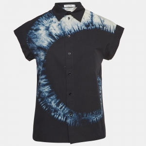 Dior Navy Blue Tie Dye Print Cotton Short Sleeve Shirt S