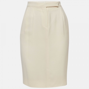Christian Dior Cream Silk Blend Pencil Skirt S