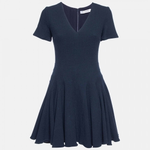 Dior Navy Blue Wool Flared Dress M