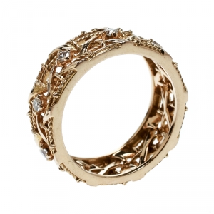 Dior My Dior Diamond 18k Rose Gold Openwork Band Ring Size 55
