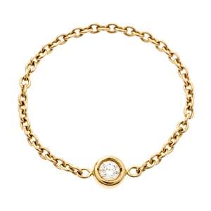 Dior Mimioui Diamond 18k Yellow Gold Chain Ring Size 54.5