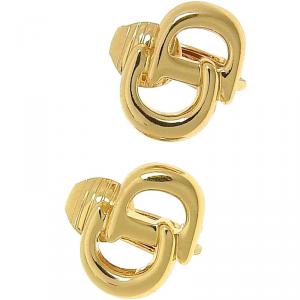 Dior Gold Tone CD Logo Clip On Stud Earrings 