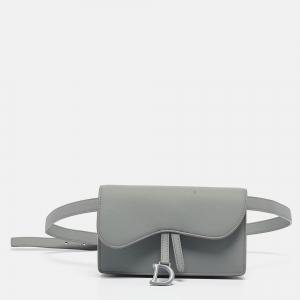 Dior Grey Leather Saddle Belt Pouch