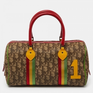 Pre Owned Dior Multicolor Oblique Coated Canvas and Leather Rasta Boston Bag