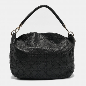 Dior Black Cannage Leather Whipstitch Hobo