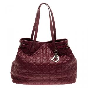 مملوكة مسبقًا Dior Red Cannage Coated Canvas Large Panarea Tote