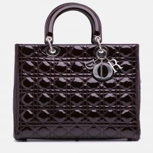 Dior Purple Large Patent Cannage Lady Dior