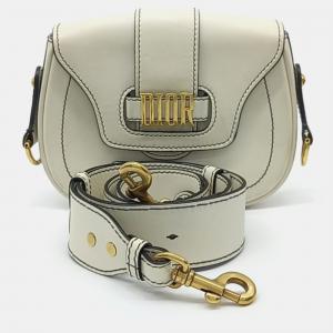 Dior White Leather Defense Saddle Bag