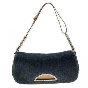 Pre Owned حقيبة كتف ديور ميليس دنيم زرقاء