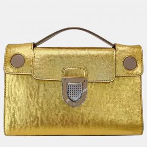 Dior Diorever Gold Leather Clutch Bag